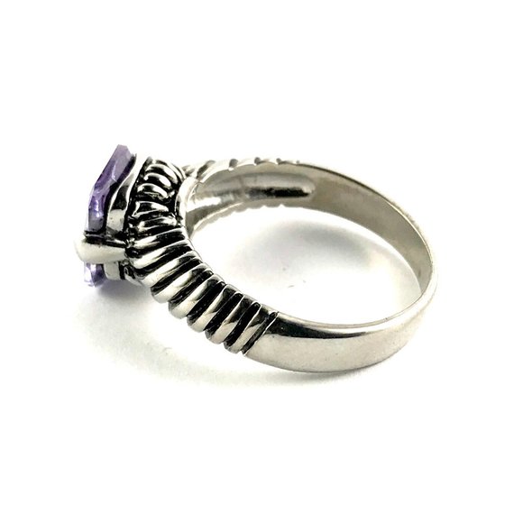 Silver Tone Purple Amethyst Ring Size 8.75 - Picture 3 of 4